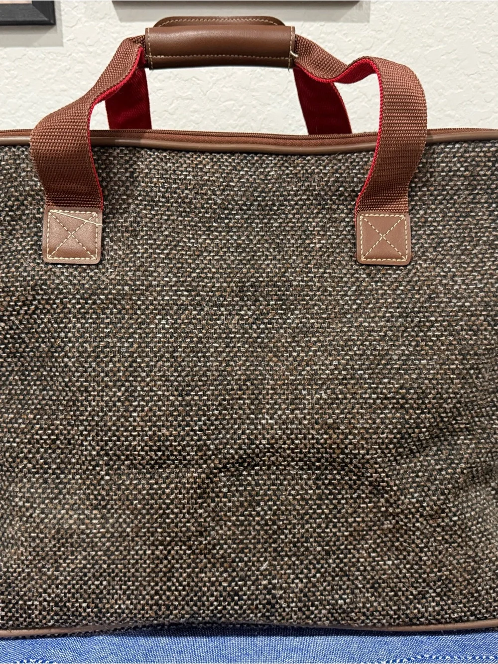 Vintage Jaguar Tweed Carryall Duffel Bag - Brown